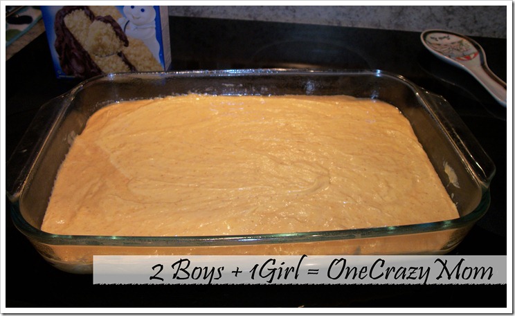 Pumpkin Vanilla Cake mixture ready for the oven