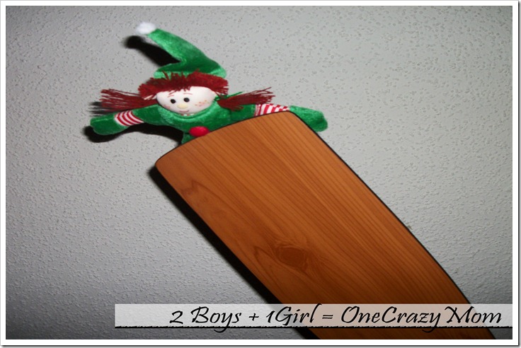 Elf Becky taking a ride on the ceiling fan 2