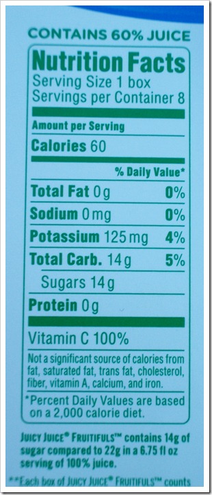 Juicy Juice has 60% real juice