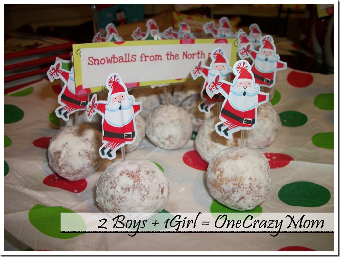 Our Elf Becky arrived with goodies  Yummy North pole Snowballs are part of our dessert