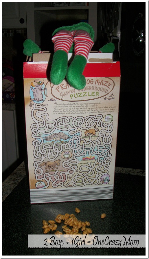 Elf becky inside cereal box