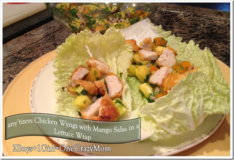 any'tizers simple wings with mango salsa lettuce wrapis yummy