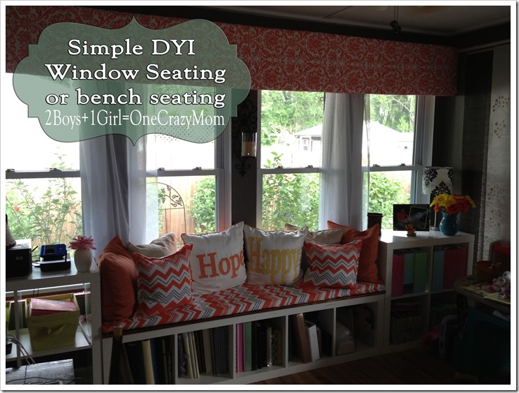 a simple window seat with lots of pillows #DYI idea
