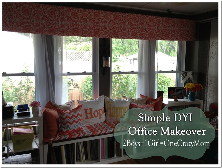 the finished office makeover with valance #DYI projects and all