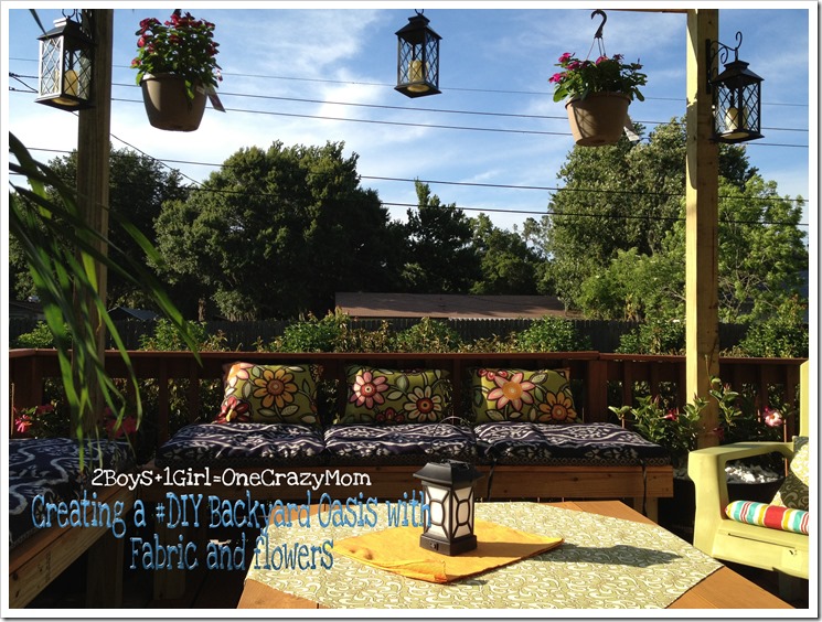 creating a backyard oasis with fabric and flowers