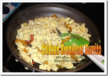 prepare your scrambled eggs for your Breakfast Burrito #ChickenFryTime