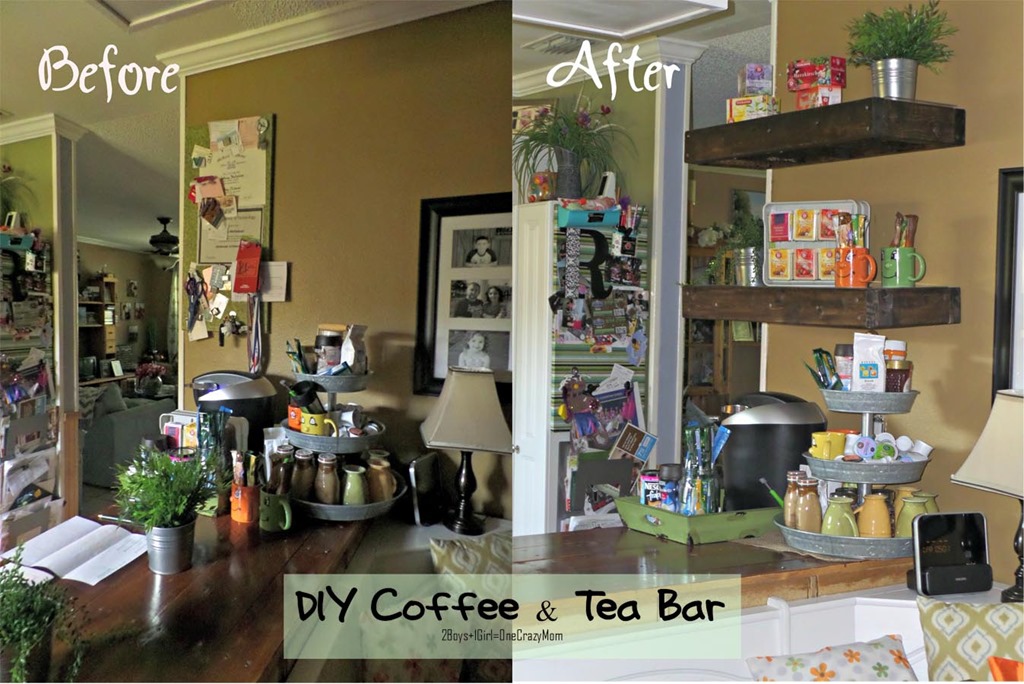 making a coffee tea bar area in kitchen