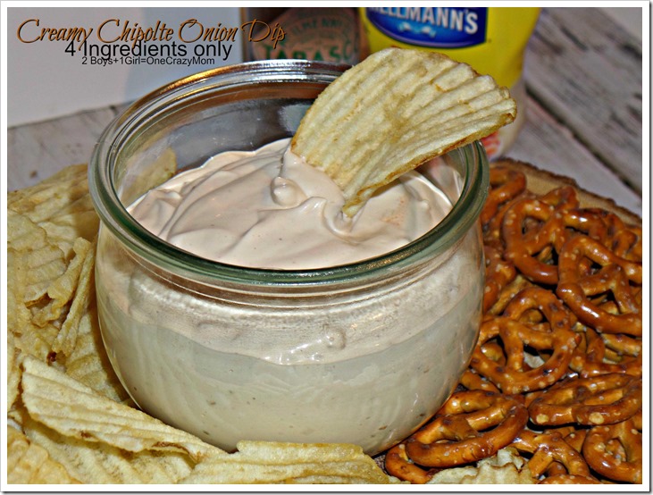 Simple Creamy Chipotle Onion Dip 4 ingredients only #TabascoHellmanns
