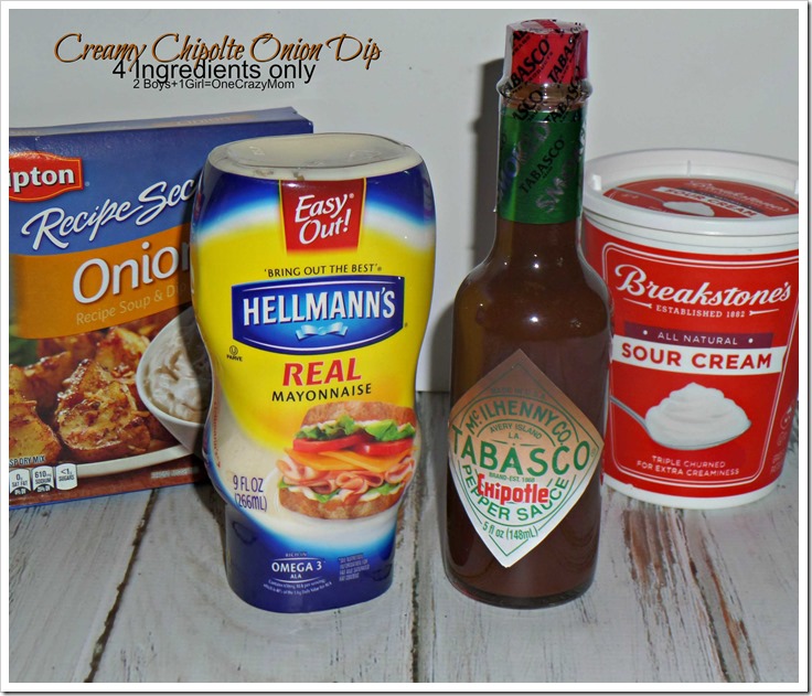 Simple Creamy Chipotle Onion Dip 4 ingredients only #TabascoHellmanns