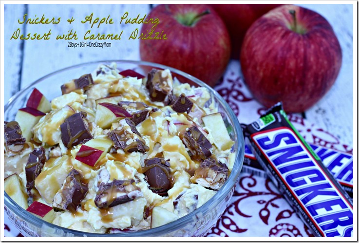 Simple Snickers Dessert with Banana Pudding Apples and caramel #Recipe #ad #BigGameTreats