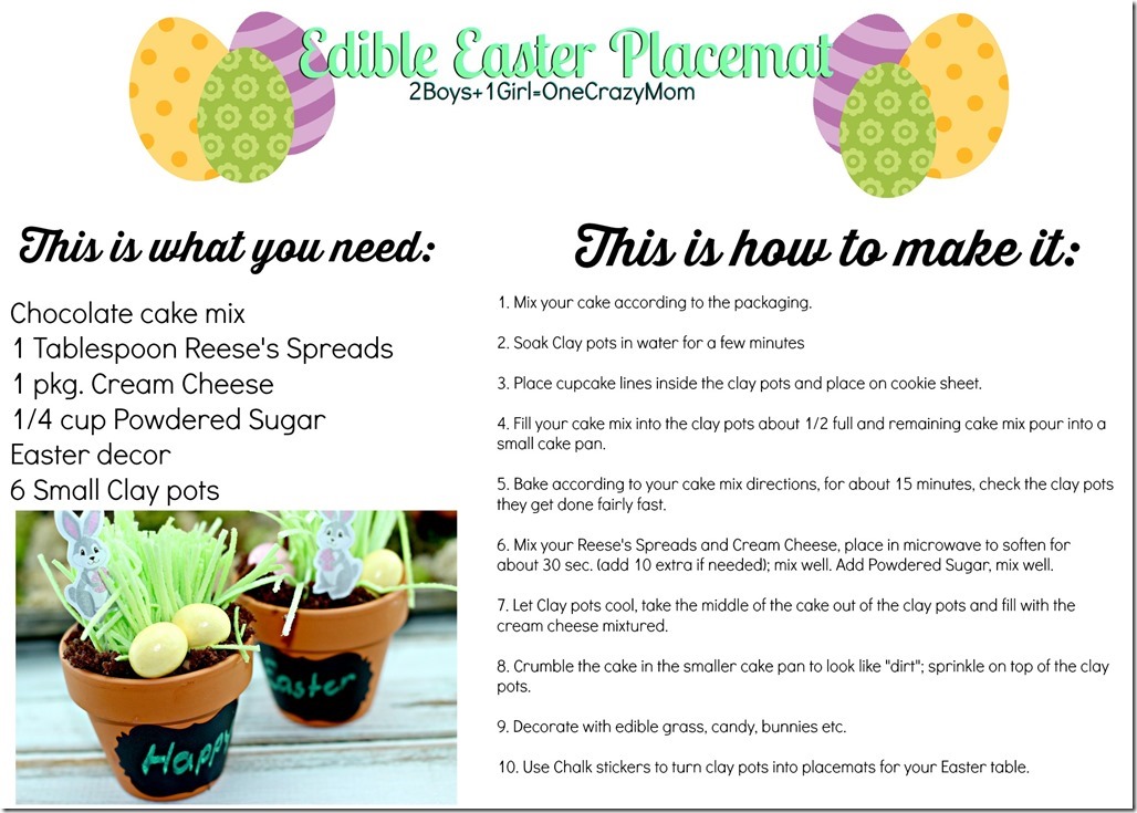 Create your edible Easter Placemat settings #Recipe card 