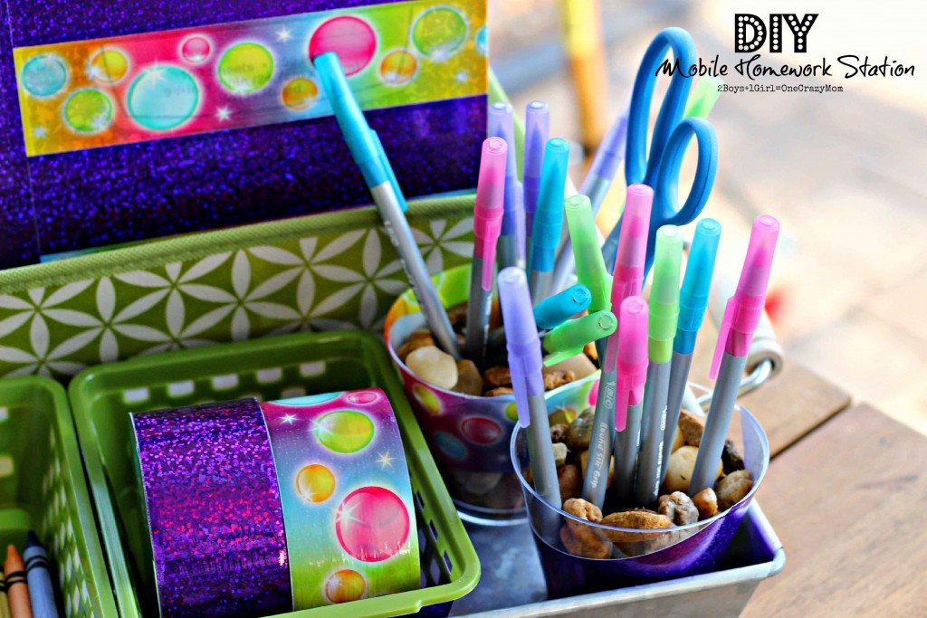 simple DIY way to organize your back to school mobile Homework Station