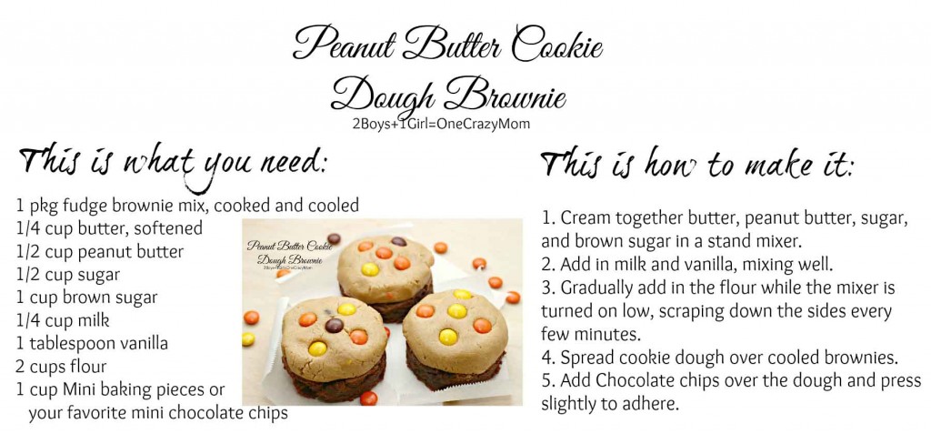 Peanut Butter Cookie Dough Brownie #Recipe Card