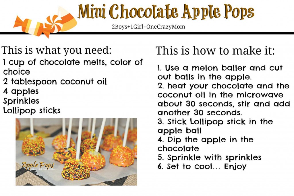 Mini Chocolate Apple Pops Recipe Card