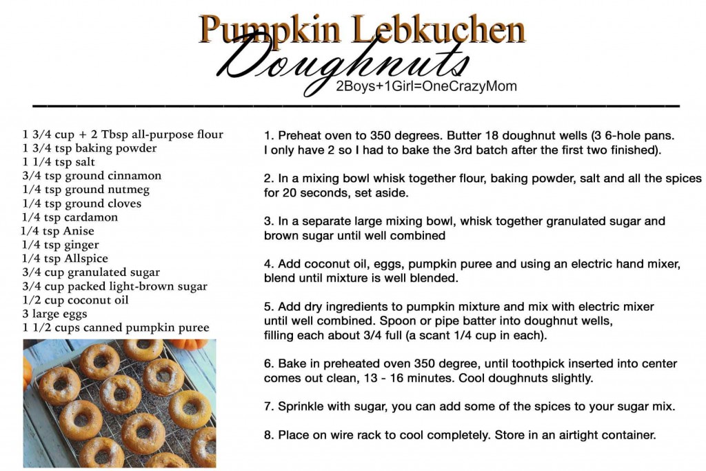 Pumpkin Lebkuchen Doughnuts #Recipe card