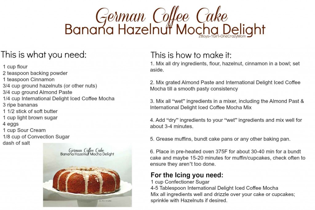 German Coffee cake Banana Hazelnut Mocha Delight #Recipe card