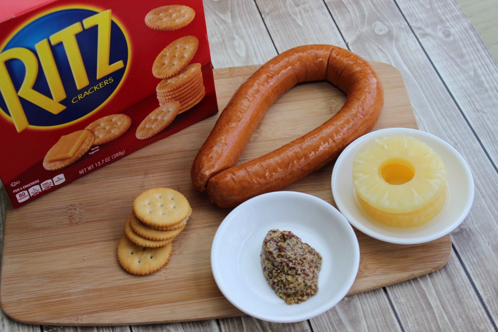 this is what you need for the Grille Pineapple Kielbasa Bites #NabiscoPartyPlanner, #BringHomeTheHolidays