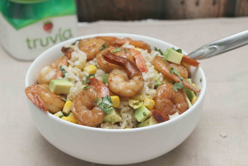 Healthy dinner idea Shrimp Avocado Rice Bowl #Recipe