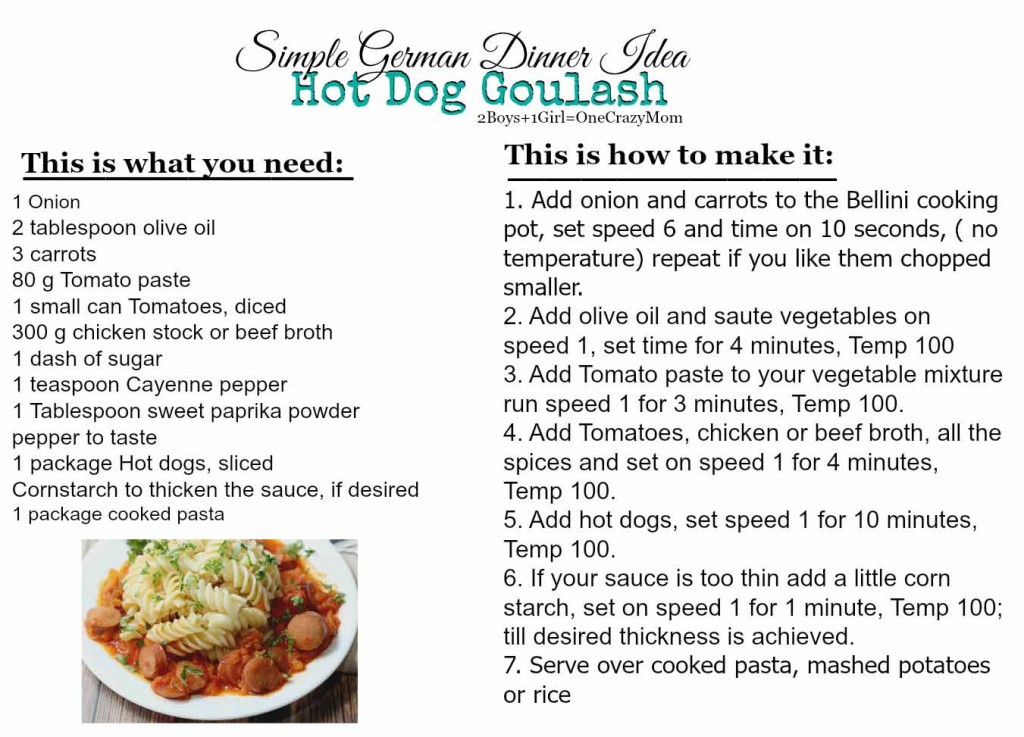 Hot Dog Goulash #Recipe for the Bellini Kitchen Machine