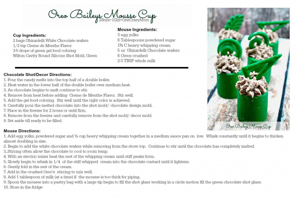 Oreo Baileys Mousse Cup #Recipe Card