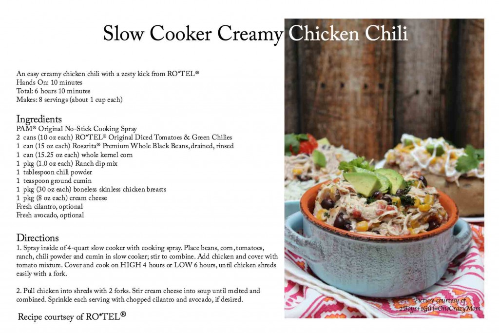 RoTel Chicken Chili Recipe card #YesYouCan