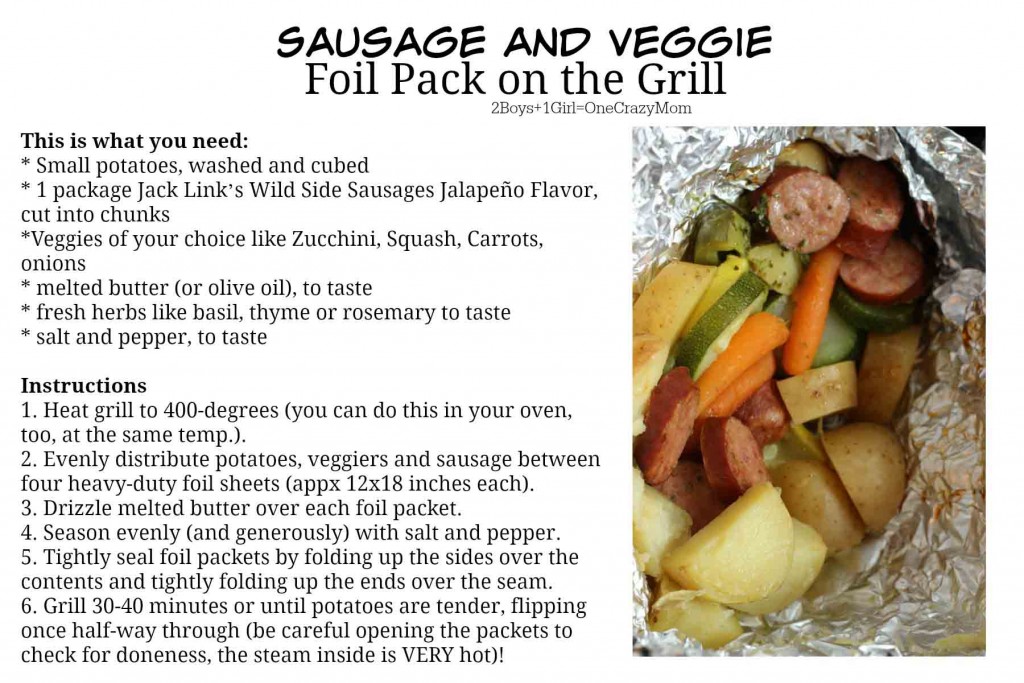 Sausage and Veggie Grill Pack #Recipe Card