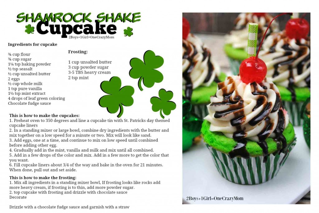 Shamrock Shake Cupcake #Recipe card