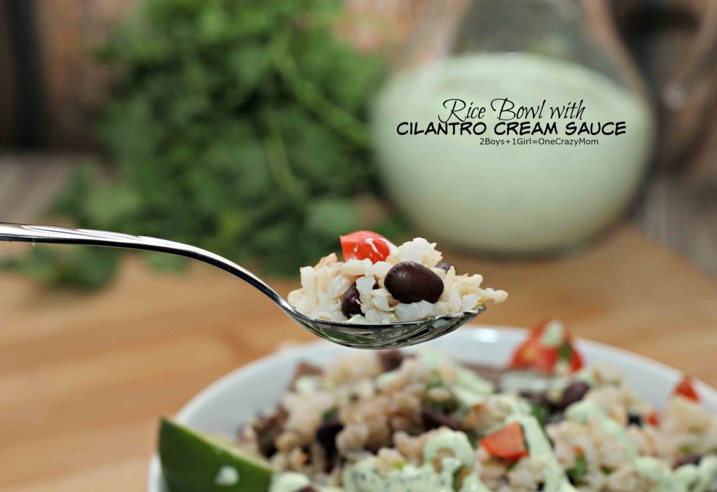 Rice Bowl with Cilantro Cream Sauce #MyNutrishDish