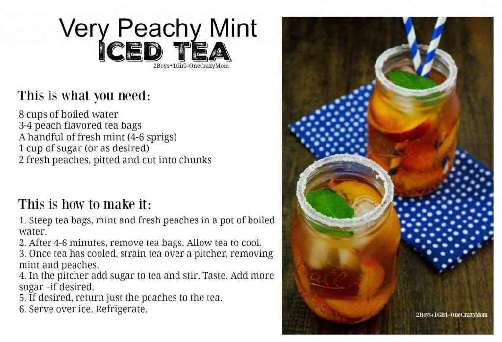 Very Peachy Mint Iced Tea #Recipe Card