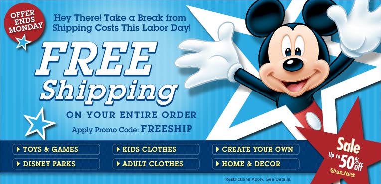 Disney Store has FREE shipping