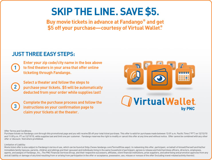 Save $5 off on Movie Tickets @ Fandango