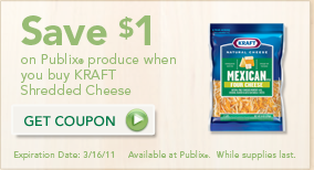 Coupons to save on Produce if you buy Kraft Cheese @ Publix